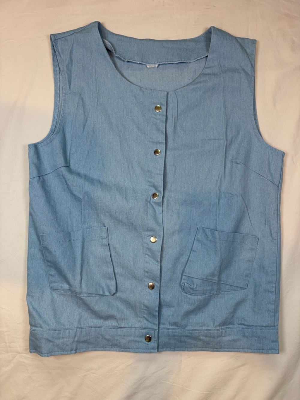 Classic Light Blue Button-Front Tank Top